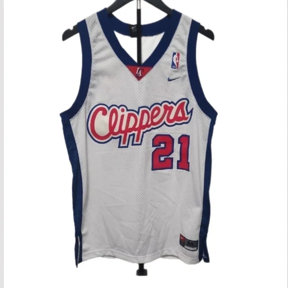 Vintage LA Clippers Script Jersey #21 White NBA Nike Throwback - Picture 1 of 10